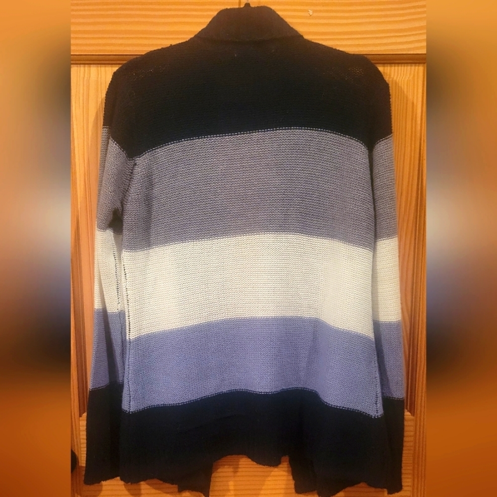 Jason Maxwell Blue Striped Cardigan Sweater - Picture 3 of 3